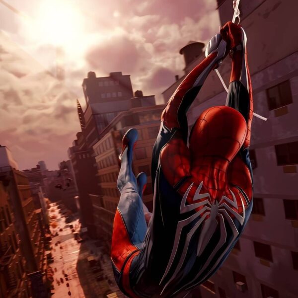 Advanced Suit Spider Man Dusk Swing Red, Black, & Blue