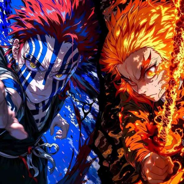Akaza Vs Rengoku Fiery Clash Red & Orange