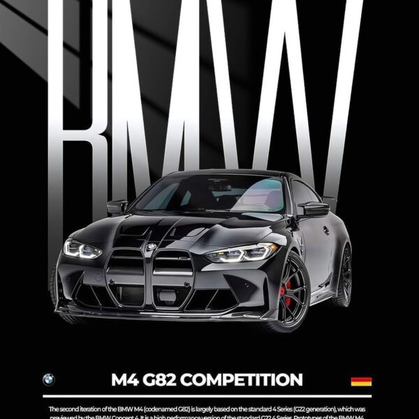 Bmw M4 G82 Front View Black