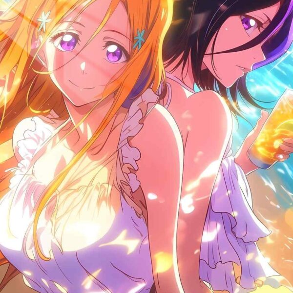 Beach Day Rukia & Orihime Summer Orange & Purple