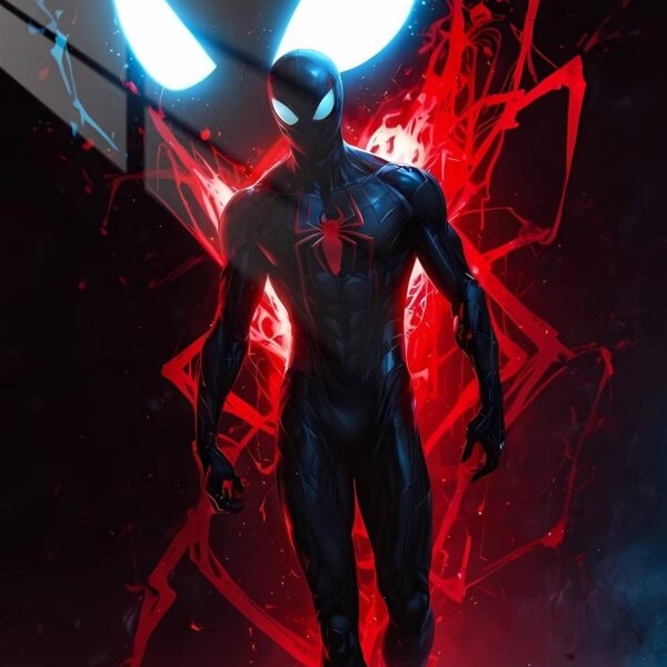 Black Suit Spider Man Crimson Inferno Red, Blue