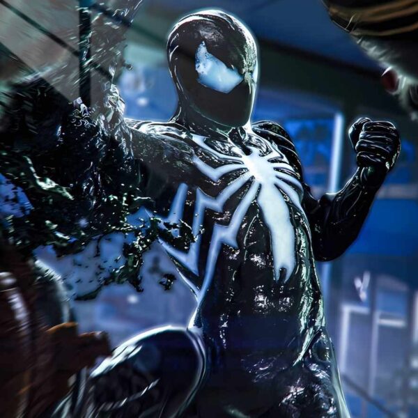 Black Suit Spider Man Liquid Motion Dark Blue