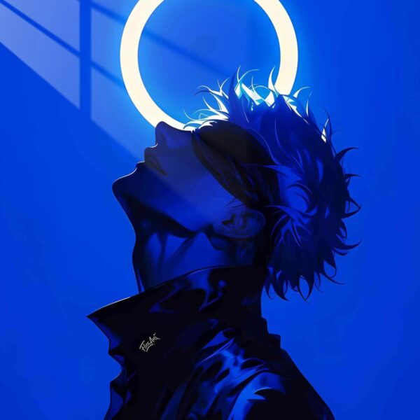 Blindfolded Gojo Halo Blue