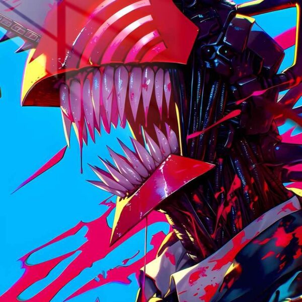 Chainsaw Devil Abstract Pink, Red, Blue