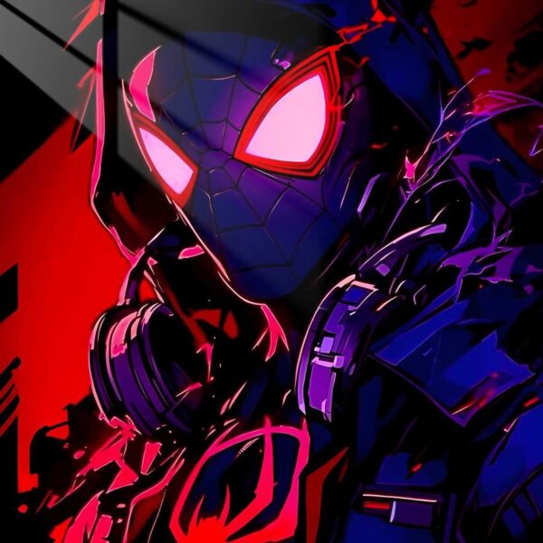 Crimson Spider Glowing Lines Red, Purple