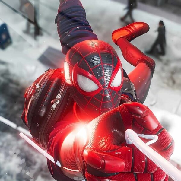 Crimson Spider Man Web Slinging Red