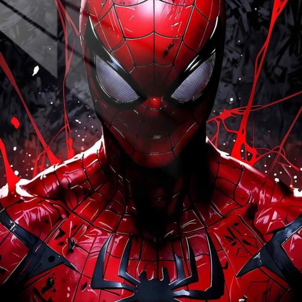 Crimson Spider Splashed Ink Red