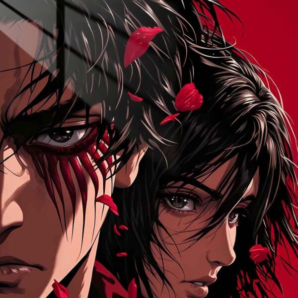 Eren & Mikasa Crimson Echoes Petals Red