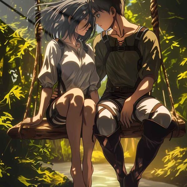 Eren And Mikasa Romantic Green Gold