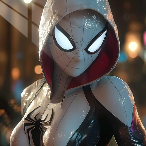 Ghost Spider Hooded Sleek Render White, Maroon