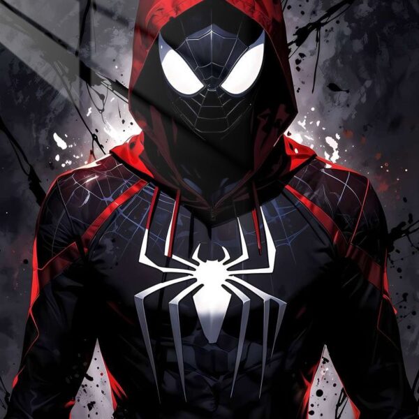 Hooded Spider Man Dark Art Red & Black
