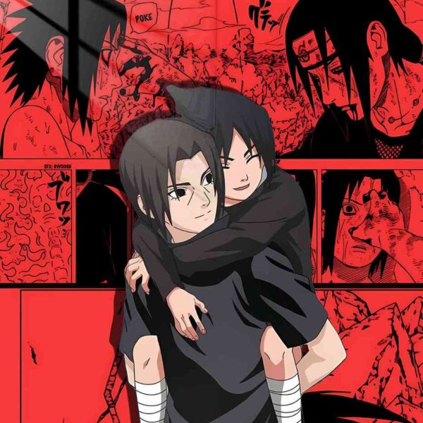 Itachi And Sasuke Manga Panels Red