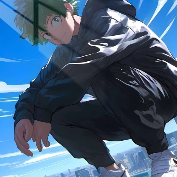 Izuku Midoriya Cityscape Blue