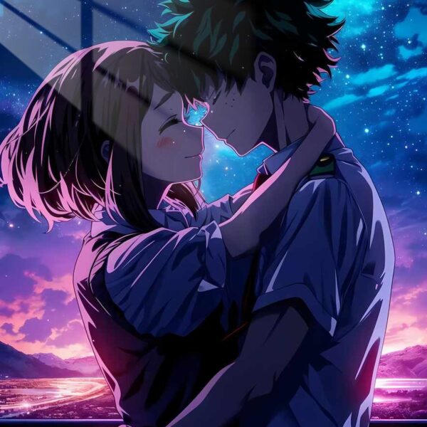 Izuku And Ochaco Night Sky Purple