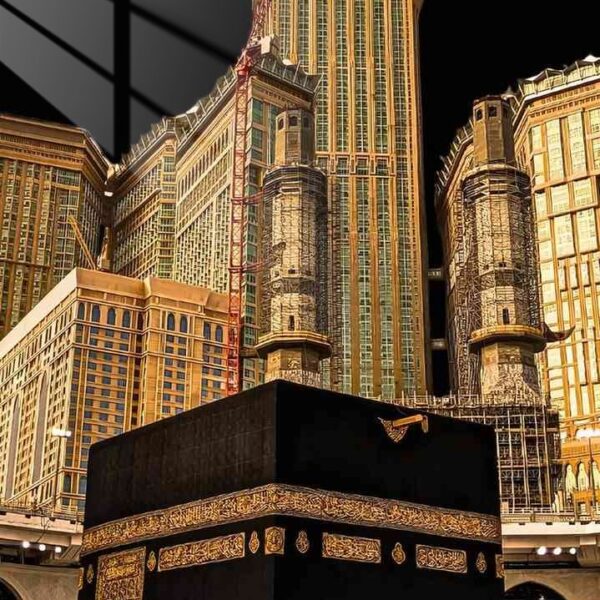 Kaaba At Night Golden Glow Black & Gold