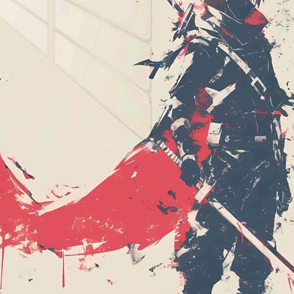 Kakashi Samurai Crimson Splash Red