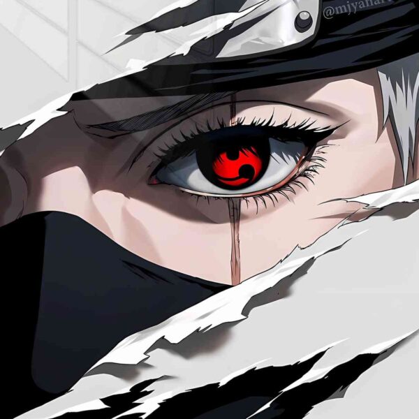 Kakashi Sharingan Ripped Paper Red & Grey