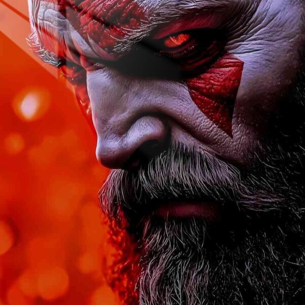 Kratos' Gaze Fiery Intensity Red