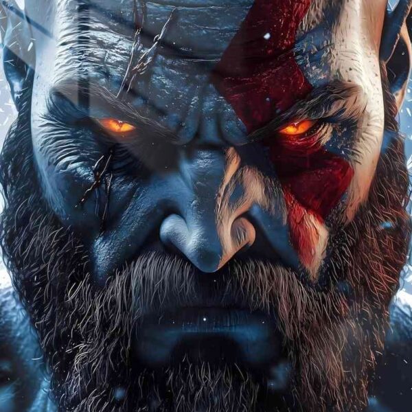 Kratos' Wrath Stylized Portrait Blue & Red