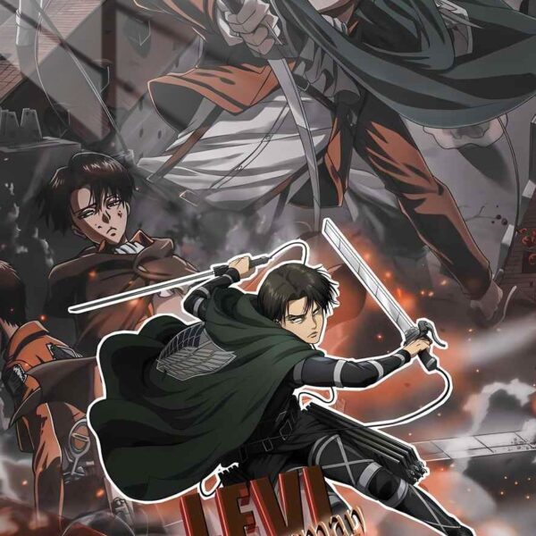 Levi Ackerman Action Red & Gold