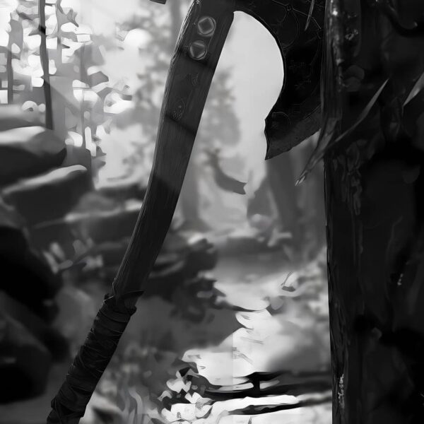 Leviathan Axe Monochromatic Sketch Grey