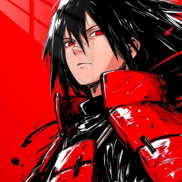 Madara Uchiha Crimson Strokes Red
