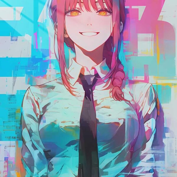 Makima Glitch Art Teal