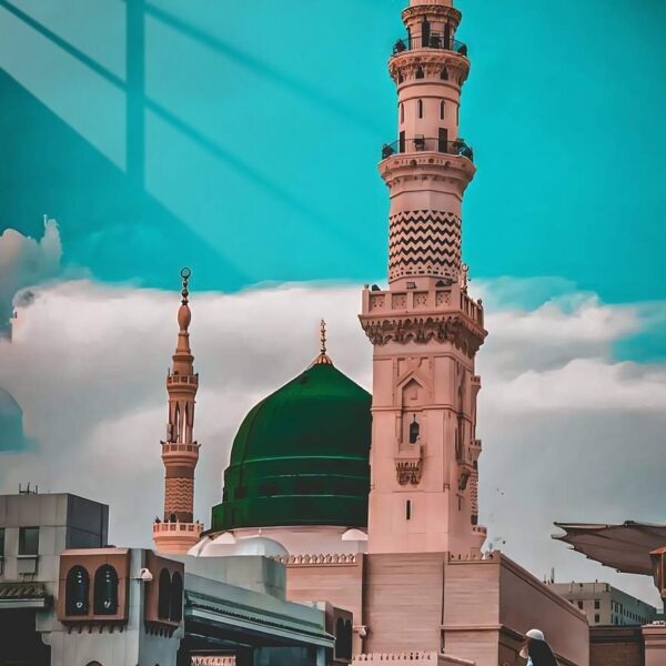 Masjid Nabawi Minaret Vibrant Teal