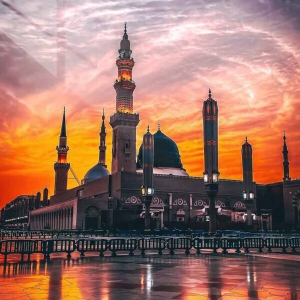 Masjid Nabawi Sunset Dramatic Orange Purple