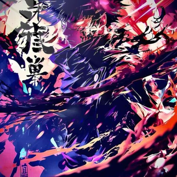 Megumi Fushiguro Abstract Pink, Purple, Red