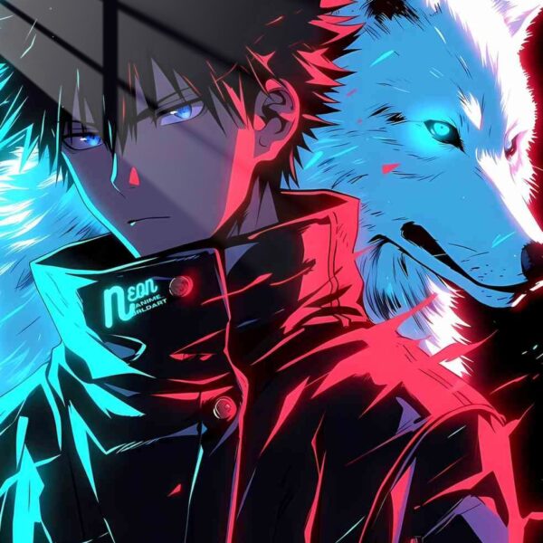 Megumi Neon Wolf Cyan & Red