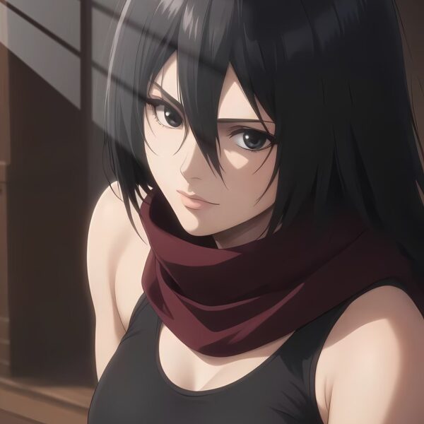 Mikasa Determined Gaze Burgundy Scarf Dark