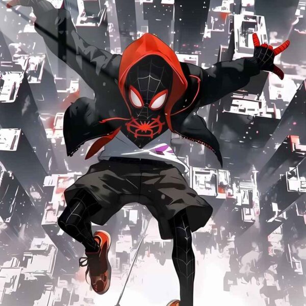 Miles Morales Freefall Anime Style Red & Black