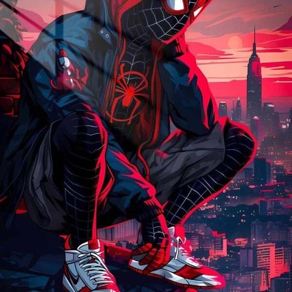 Miles Morales Rooftop Rendezvous Anime Style Red & Blue