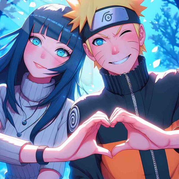 Naruto & Hinata Heart Hands Blue
