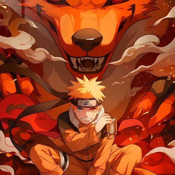 Naruto & Kurama Fiery Embrace Orange