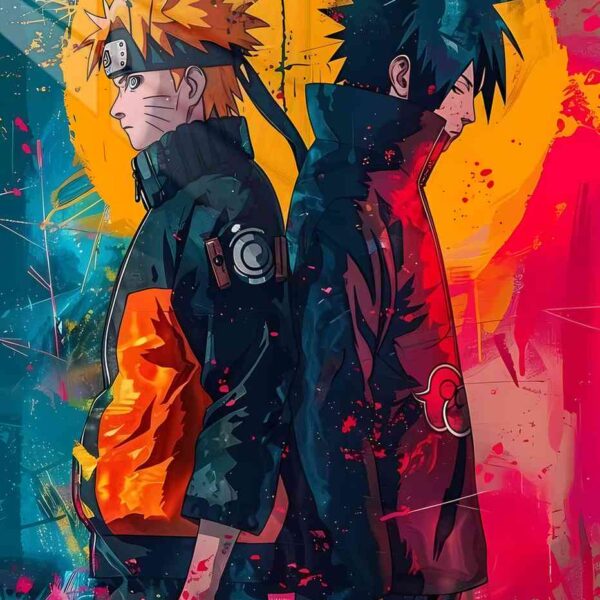 Naruto & Sasuke Splash Art Orange & Red