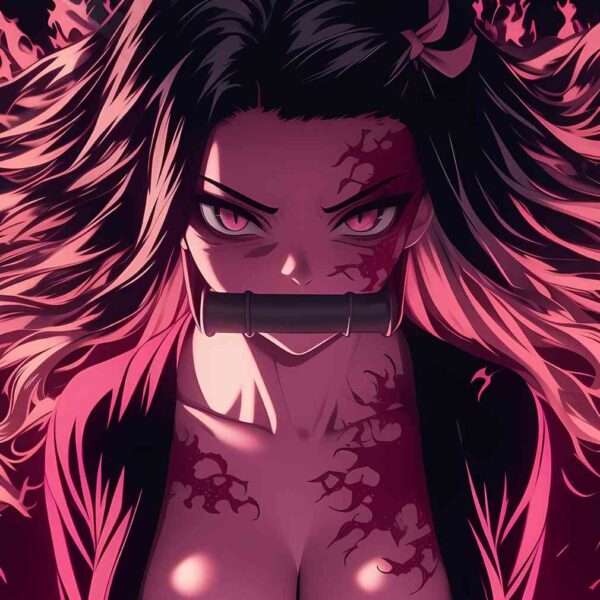 Nezuko Fierce Flames Pink