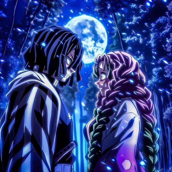 Obanai Iguro And Mitsuri Moonlight Blue