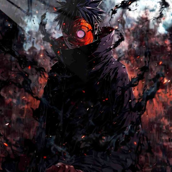 Obito Rinnegan Dark Flames Red
