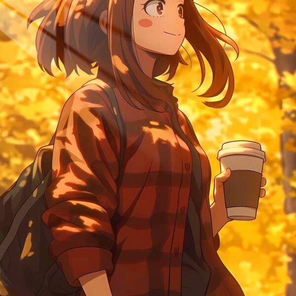 Ochaco Uraraka Autumn Coffee Orange