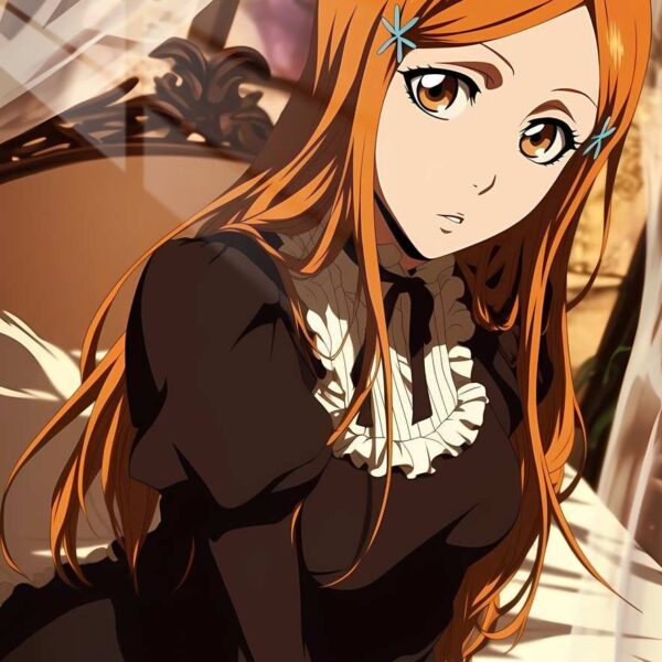 Orihime Elegant Dress Orange & Brown