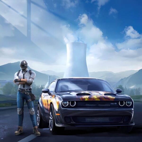 Pubg Player & Muscle Car Dramatic Dark Blue