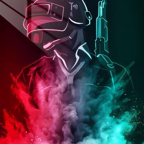 Pubg Soldier Neon Vaporwave Red & Teal