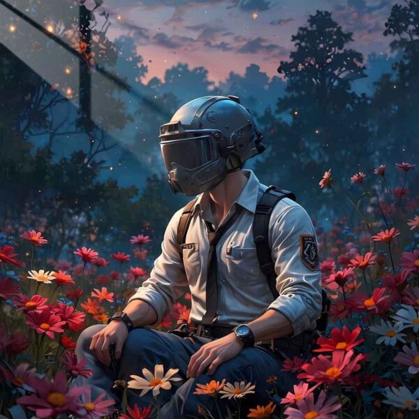 Pubg Soldier In Flowers Serene Dusk Purple