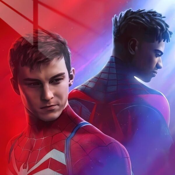 Peter & Miles Stylized Portrait Red & Blue
