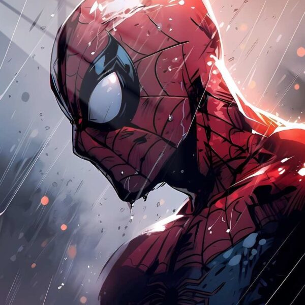 Rainy Night Spider Man Wet Comic Red, Maroon
