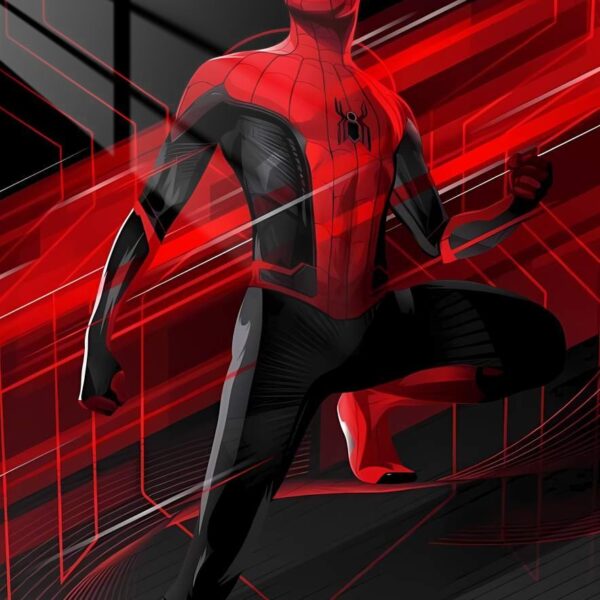 Red Spider Man Crimson Speed Lines Red & Black