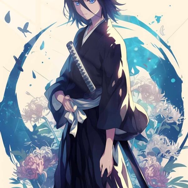 Rukia Kuchiki Elegant Samurai Blue