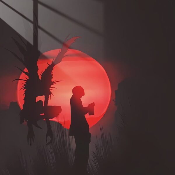 Ryuk And Light Silhouette Red